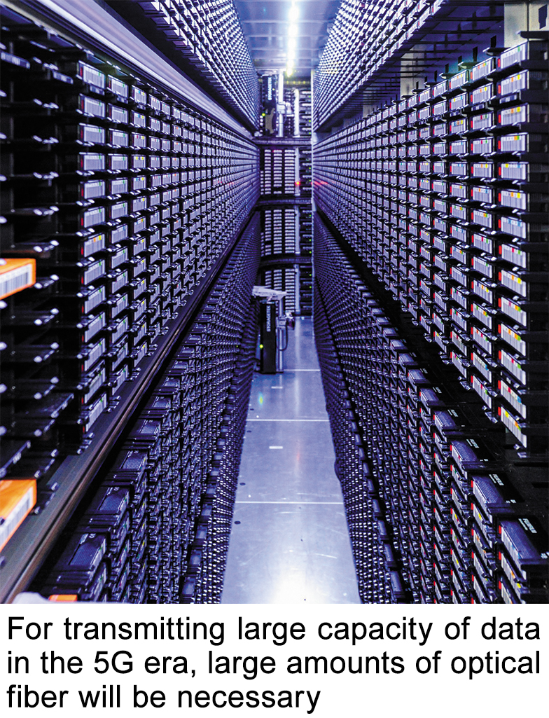 For transmitting large capacity of data in the 5G era, large amounts of optical fiber will be necessary